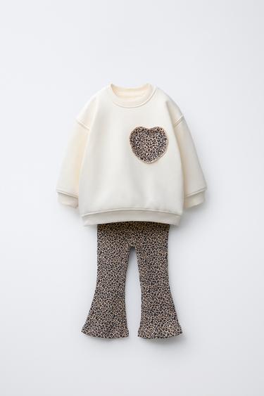 PRINTED FLARE SWEATSHIRT AND LEGGINGS SET - Mid-ecru by Zara