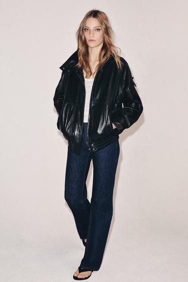 ZW COLLECTION 100% LEATHER JACKET - Black by Zara