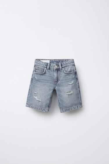 ORIGINAL RIPPED DENIM BERMUDA SHORTS - Light blue by Zara - Image 0