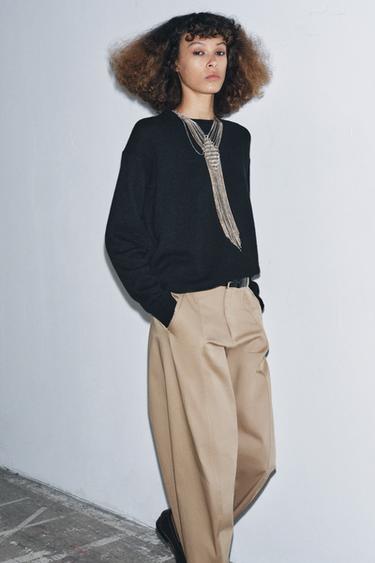 100% CASHMERE LONG SLEEVE JUMPER - Black by Zara