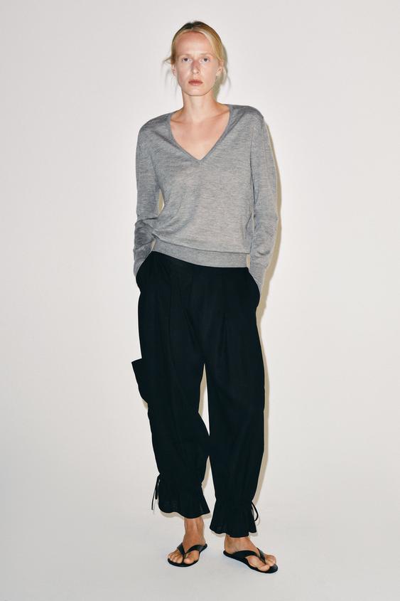 ZW COLLECTION SAROUEL TROUSERS WITH TIES - Black by Zara - Image 0