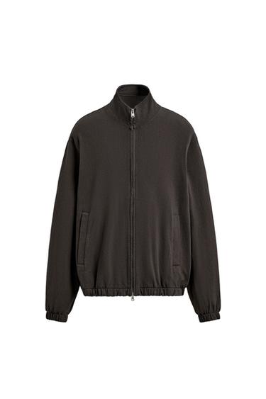 KNIT ZIP-UP SWEATSHIRT - Black / Brown by Zara