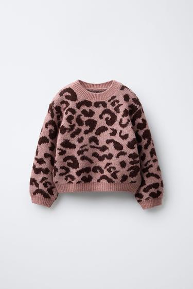 ANIMAL PRINT KNIT JUMPER - Pink by Zara