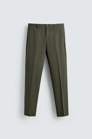 WOOL SUIT TROUSERS - Green by Zara