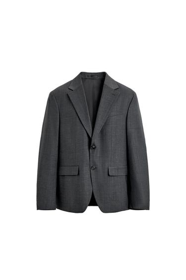 REGULAR FIT PINSTRIPE SUIT BLAZER - Grey by Zara