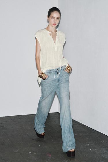 ZW COLLECTION LOW-RISE FLARE JEANS - Light blue by Zara