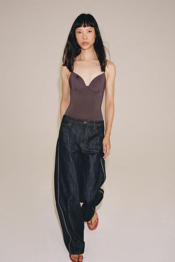 SWEETHEART NECKLINE BODYSUIT - Aubergine by Zara - Image 0