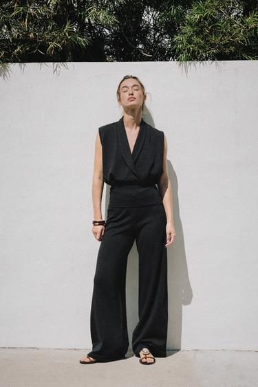 BASIC PIQUÉ TROUSERS - Dark anthracite by Zara