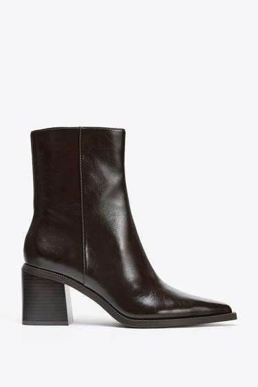 WIDE-HEEL ANKLE BOOTS - Brown by Zara
