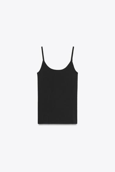 LYOCELL T-SHIRT WITH INNER TOP - Black by Zara