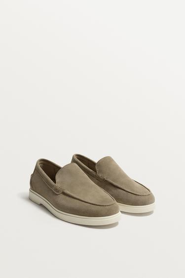 CASUAL LEATHER LOAFERS - Beige by Zara