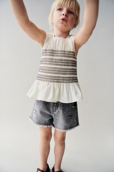 RIPPED DENIM BERMUDA SHORTS - Grey by Zara