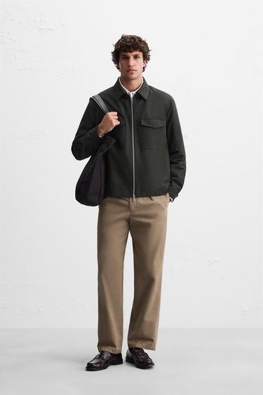 REGULAR FIT PADDED OVERSHIRT - Dark green by Zara - Image 0
