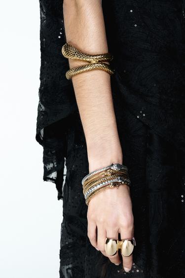 SNAKESKIN PRINT BRACELET - Golden by Zara