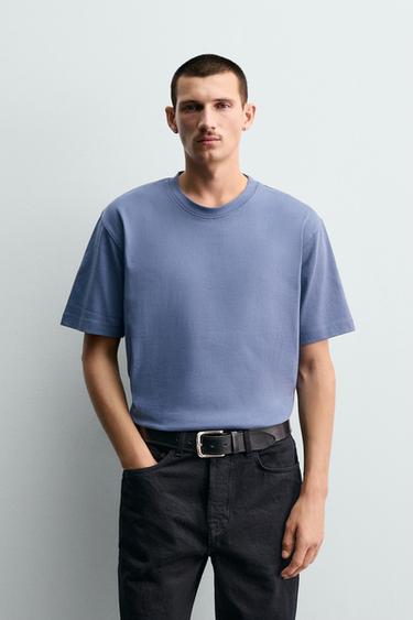 HEAVY WEIGHT SHORT SLEEVE T-SHIRT - Petrol blue by Zara