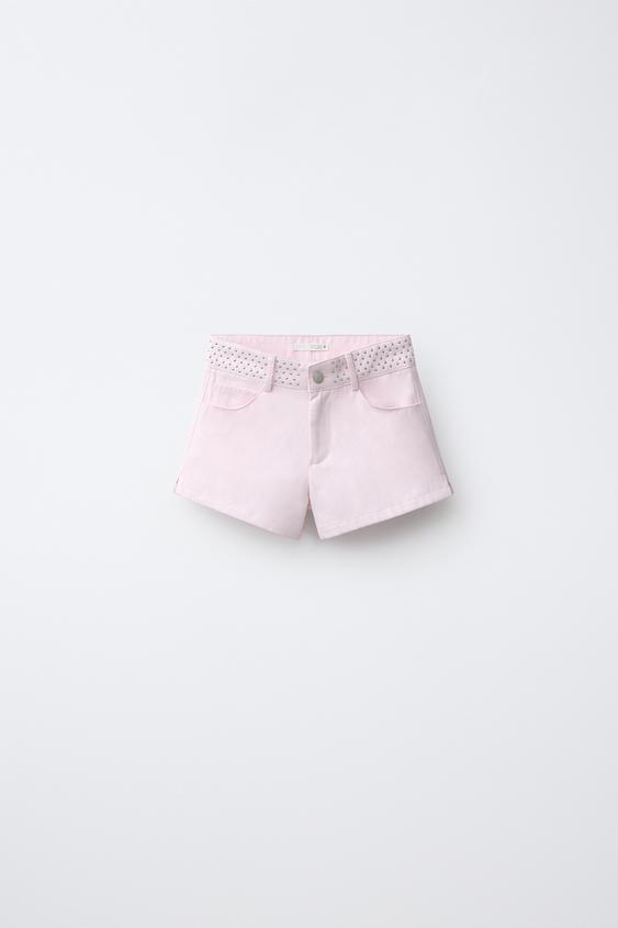 STUDDED STAR DETAIL BERMUDA SHORTS - Pink by Zara - Image 0