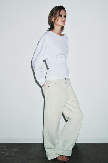 HEAVY COTTON LONG SLEEVE T-SHIRT - White by Zara