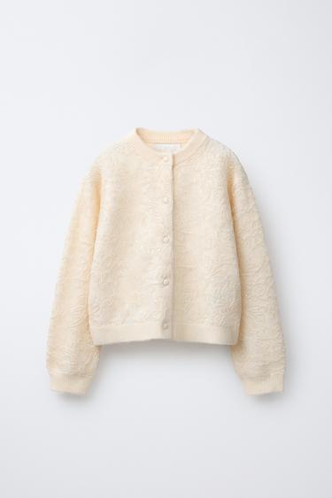CARDIGAN WITH TULLE AND SEQUINS - Vanilla by Zara