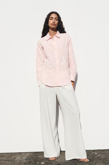 RUBBERISED EMBROIDERED SHIRT - Pink / White by Zara - Image 0