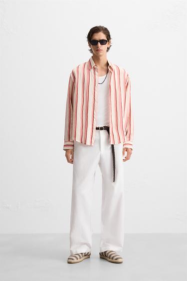 STRIPED FLOWING SHIRT - Pink / White by Zara - Image 0