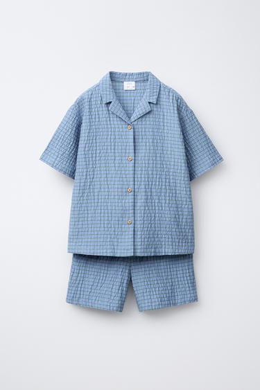 6-14 YEARS/ CHECKED SHIRT AND BERMUDA PYJAMAS - Blue by Zara
