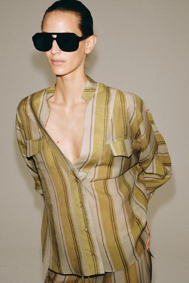 ZW COLLECTION STRIPED SHIRT - Green stripe by Zara