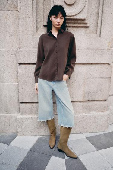 SOFT-TOUCH FLOWING SHIRT - Brown by Zara