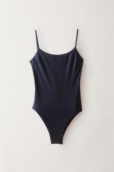 BEACH SWIMSUIT WITH THIN STRAPS - Blue by Zara