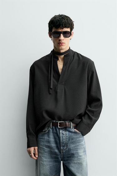 FLOWING POLO SHIRT - Black by Zara