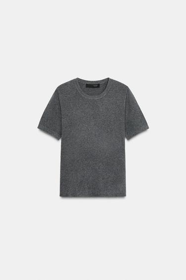 SHORT SLEEVE SOFT-TOUCH KNIT JUMPER - Grey marl by Zara