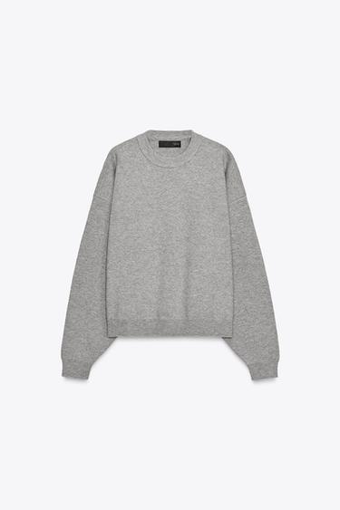 RIB KNIT SWEATSHIRT - Grey marl by Zara
