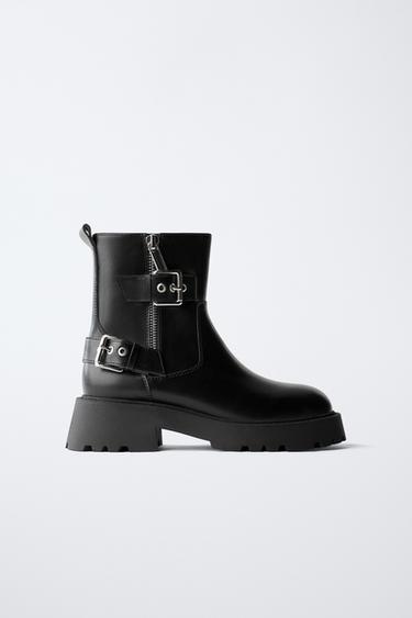 ANKLE BOOTS WITH BUCKLES - Black by Zara