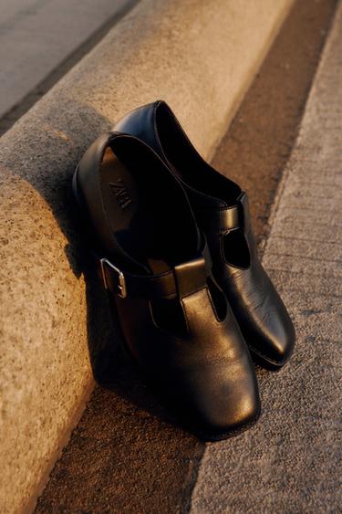 LEATHER BUCKLE SHOES - Black by Zara