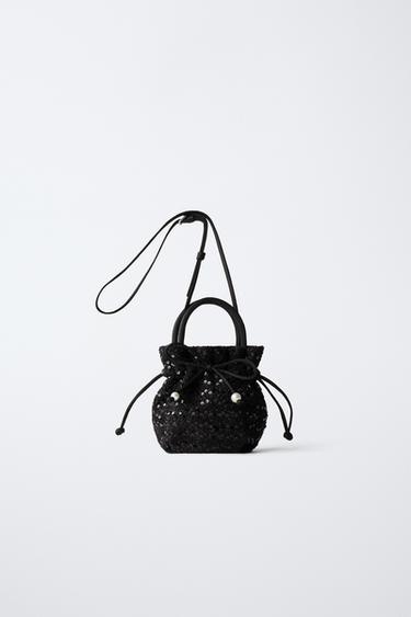 SEQUIN CROSSBODY BAG WITH BOW - Black by Zara