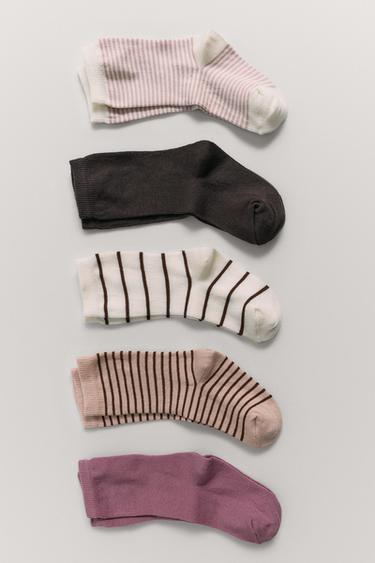 FIVE-PACK OF STRIPED LONG SOCKS - Pink by Zara