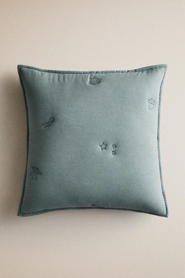 KIDS' SPACE QUILTED CUSHION COVER - Blue by Zara