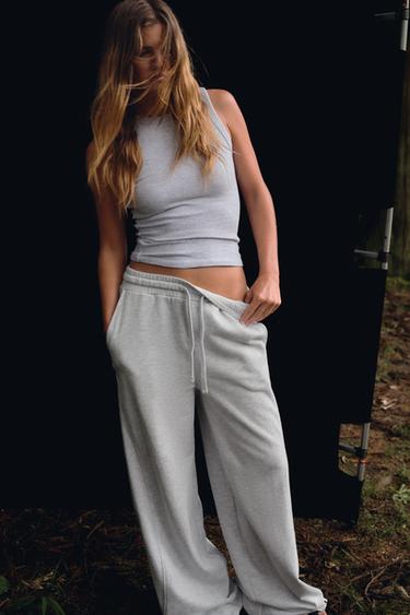 WASHED EFFECT TROUSERS - Grey marl by Zara