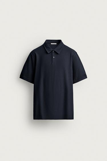 REGULAR FIT TEXTURED POLO SHIRT - Navy blue by Zara