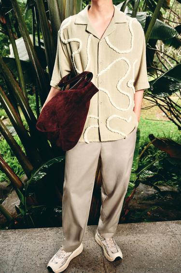 RELAXED FIT COTTON/LINEN TROUSERS - camel by Zara