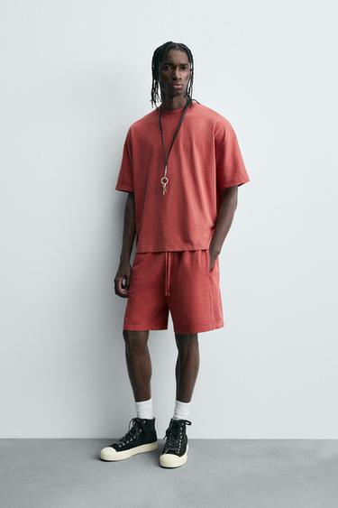 LIGHT WEIGHT WASHED BOXY FIT T-SHIRT - Red by Zara