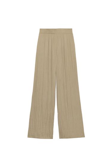 FLOWING WIDE-LEG TROUSERS - Brown / Taupe by Zara