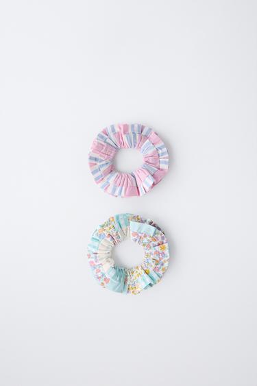 2-PACK OF PATCHWORK AND STRIPE SCRUNCHIES - Pink by Zara - Image 0