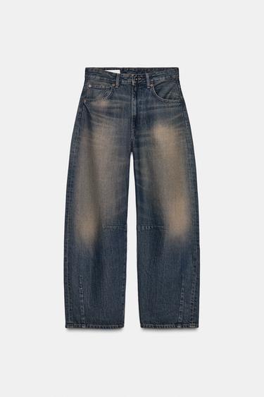 TRF MID-WAIST BAGGY BARREL JEANS - Blue by Zara