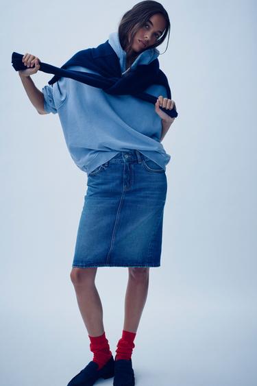 TRF MID-RISE DENIM SKIRT - Blue by Zara