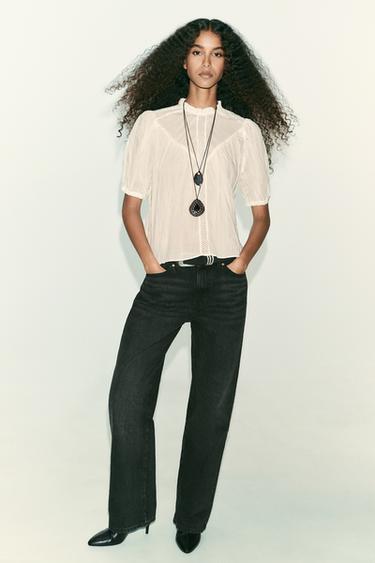 RUSTIC INSERT BLOUSE - Ecru by Zara - Image 0