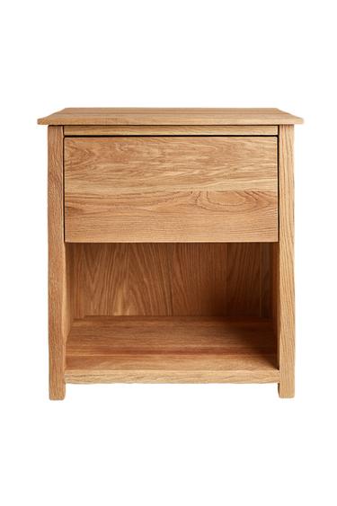 OAK WOOD BEDSIDE TABLE - Light beige by Zara