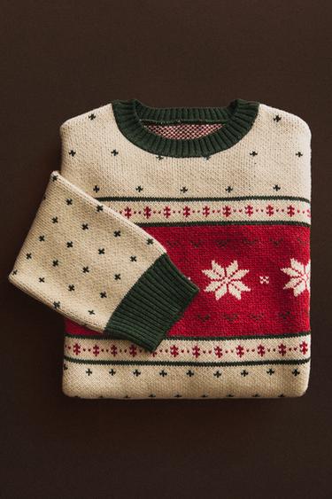 JACQUARD CHRISTMAS SWEATER - Green by Zara