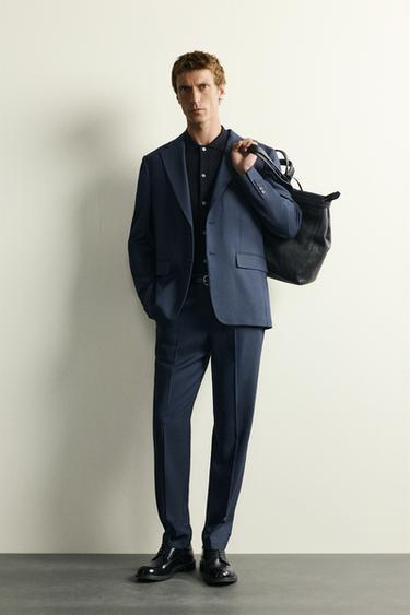 REGULAR FIT CHECK SUIT - DENIM BLUE by Zara