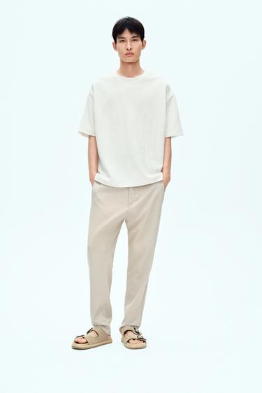 TEXTURED COMFORT TROUSERS - Beige by Zara