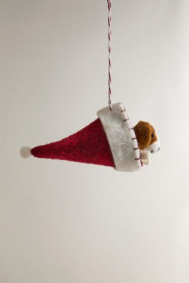 FELT DOG CHRISTMAS TREE DECORATION - Red by Zara